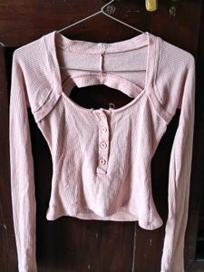 dusty pink backless top