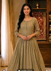 Elegant Sequined Ethnic Single  Gown