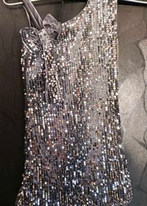 Silver Sequin Party Wear Dress for 2–3 Year Girl