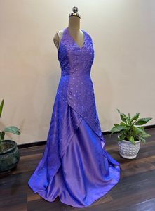 Purple Beads Embellished Gown