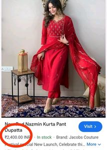 New Red Nazmin Duppata Pant sets with Handwork