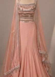 Stunning Peach Ethnic Gown with Cape
