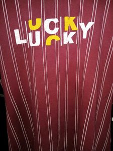 Maroon Striped "Lucky" T-Shirt