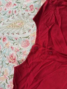 Red Ethnic Kurta with Bell Sleeves