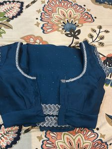 Teal Saree with Embellished Blouse
