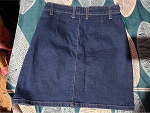 Classic Blue Denim Button-Front Skirt