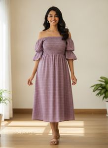 Cute Plaid Off-Shoulder Dress