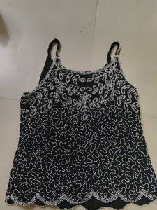 Y2K Inspired Beaded Black Camisole Top