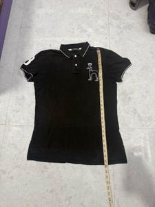 Hazzys Men's Black Graphic Polo Shirt