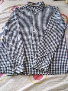 boys checked white and blue shirt