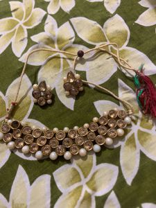 Elegant Pearl & Stone Necklace Set