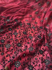Embellished Red Saree(FIXED) buy1get1