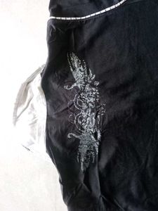 Men's Black Graphic Print Polo T-Shirt