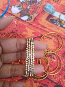 Colorful Bangle Set with Rhinestones