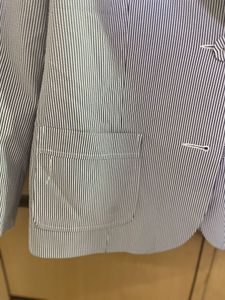 Pinstripe Blue &amp; White Blazer Oversize With Patch