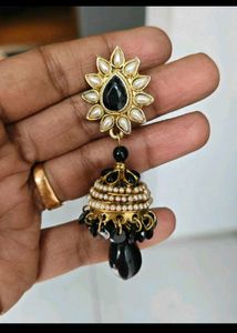 Elegant Black Jhumka Earrings