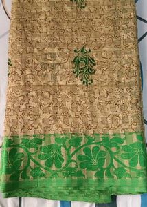 Elegant Printed Saree with Green Border