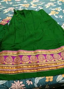 Green Lehenga Choli with Pink Dupatta