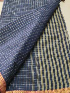 Elegant Blue Checked Saree