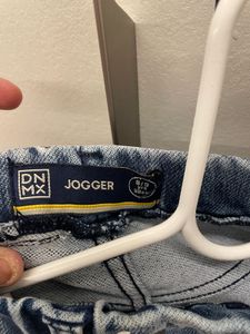 Blue Washed Denim Jeans with Drawstring