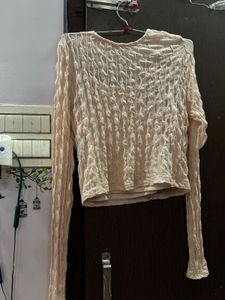 Pink Textured Long Sleeve Top