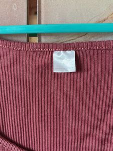 Ribbed Cropped Top - Rose Pink