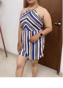 Striped Halter Neck Romper