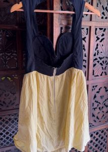 Embellished Black &amp; Yellow Mini Dress