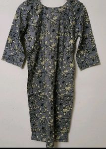 Stylish Grey Floral Print Kurta