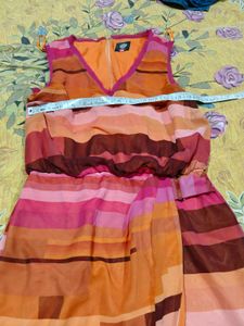 Vibrant Striped Wrap Dress korean imported