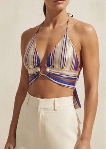 Striped Ring Detail Bikini Top