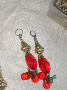 Beaded Red and Gold Jewelry Charms
