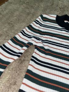 Striped Mock Neck Sweater