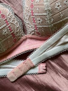 cute Lace Trimmed Pink Bra