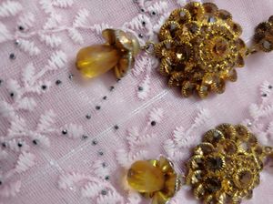 Stunning Golden Earrings with Yellow Drops