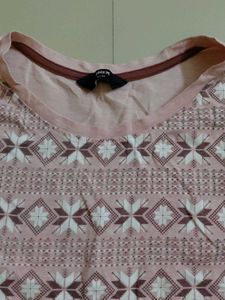 Pink T-Shirt with Embroidered Yoke