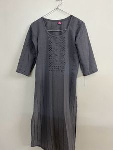 Elegant Grey Embellished Kurta
