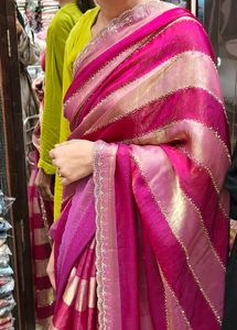 Elegant Stone Work Pink Saree