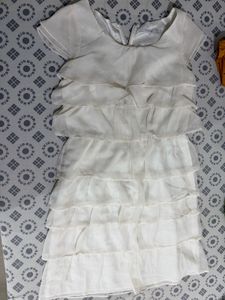 Korean Elegant White Tiered Dress