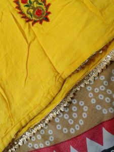 Yellow Kurta Set with Embroidered Detail