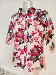 Floral Print Collared Shirt