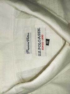 White U.S. Polo Assn Branded shirt in linen blend
