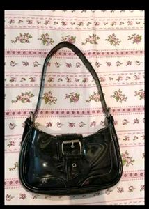 Chic Black Patent Shoulder Bag