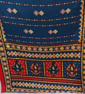 Ethnic Print Blue Saree