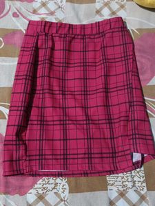 Pink Plaid Mini Skirt