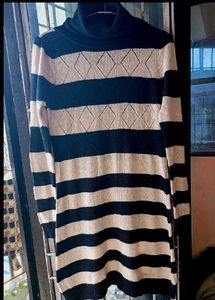 Striped Turtleneck Bodycon Dress