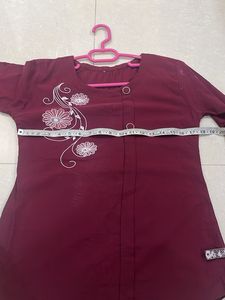 Maroon Embroidered Kurta