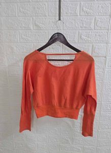 Orange Dolman Sleeve Cropped Top