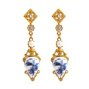 Rare Vintage Porcelain Drop Earrings