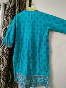 Cyan Printed Daily wear Kurta